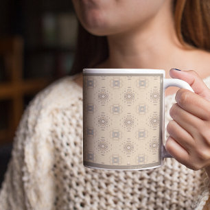 Beige and Brown Print Mug