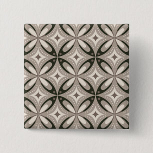 Beige and Brown Retro circular shapes 2 Inch Square Button