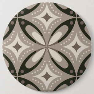 Beige and Brown Retro circular shapes 6 Inch Round Button