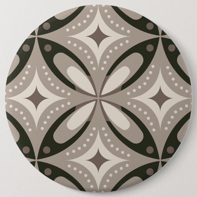 Beige and Brown Retro circular shapes 6 Inch Round Button (Front)