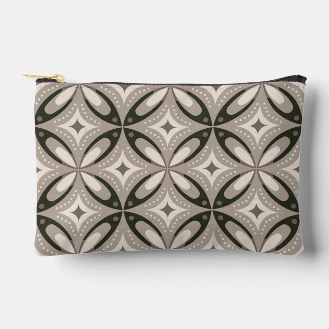 Beige and Brown Retro circular shapes Accessory Pouch (Front)