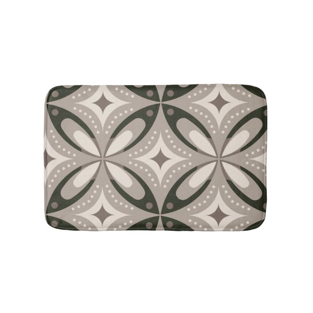 Beige and Brown Retro circular shapes Bath Mat (Front)