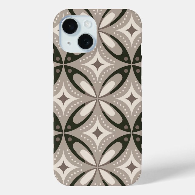 Beige and Brown Retro circular shapes Case-Mate iPhone Case (Back)