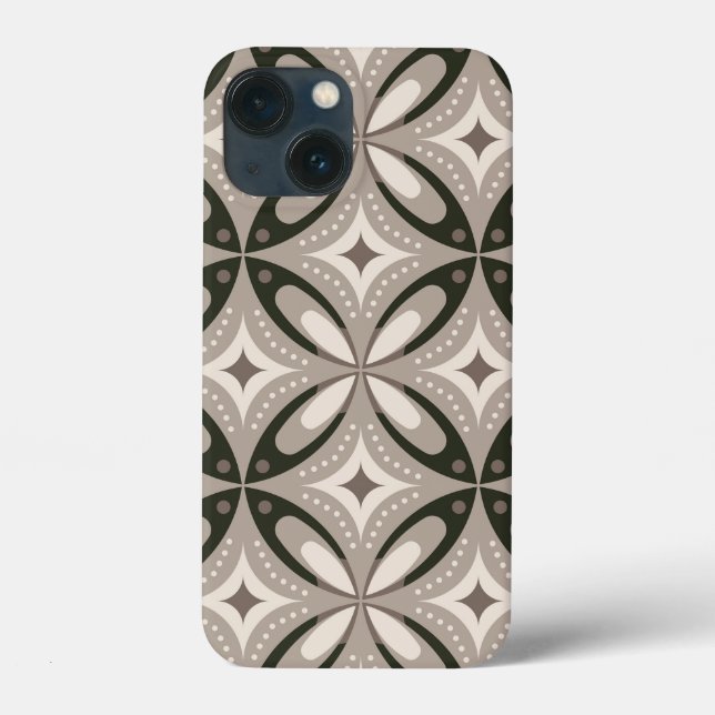 Beige and Brown Retro circular shapes Case-Mate iPhone Case (Back)
