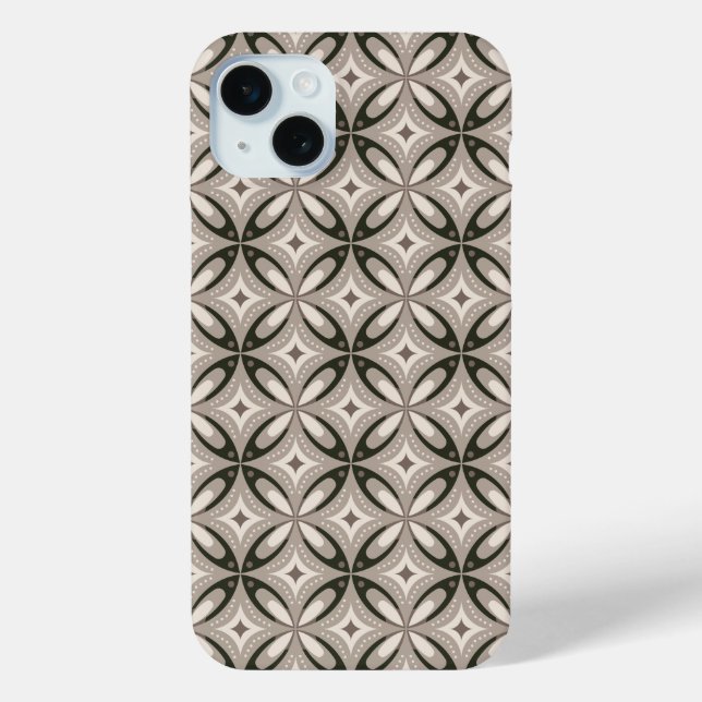 Beige and Brown Retro circular shapes Case-Mate iPhone Case (Back)