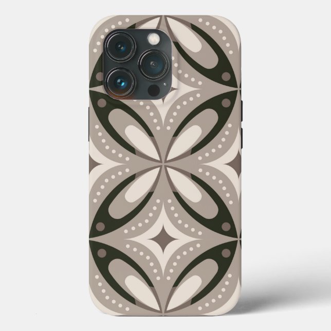 Beige and Brown Retro circular shapes Case-Mate iPhone Case (Back)