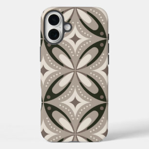 Beige and Brown Retro circular shapes iPhone 16 Plus Case