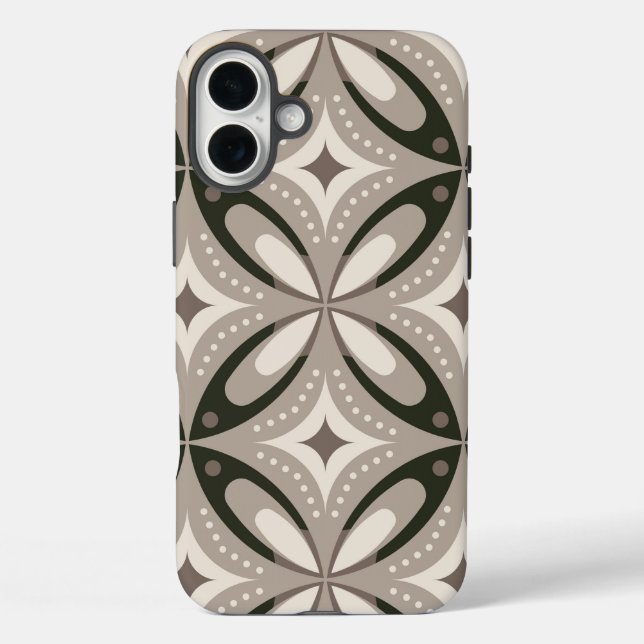 Beige and Brown Retro circular shapes Case-Mate iPhone Case (Back)