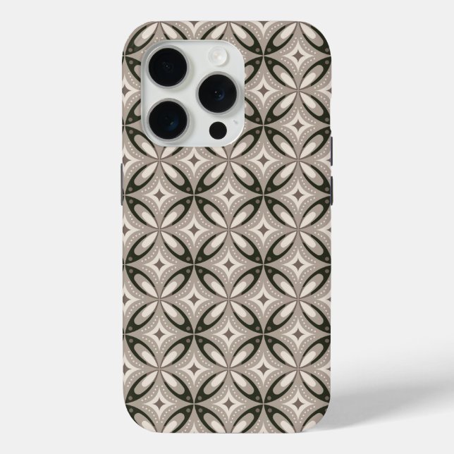 Beige and Brown Retro circular shapes Case-Mate iPhone Case (Back)