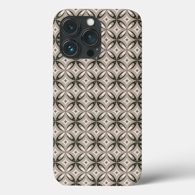 Beige and Brown Retro circular shapes Case-Mate iPhone Case (Back)