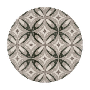 Beige and Brown Retro circular shapes Cutting Board