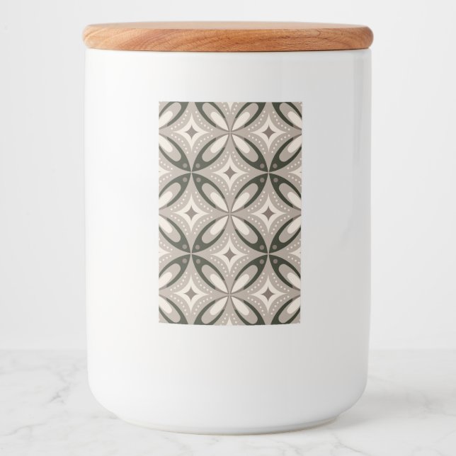 Beige and Brown Retro circular shapes Food Label (Front)