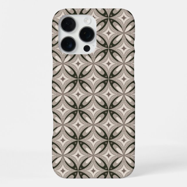 Beige and Brown Retro circular shapes iPhone Case (Back)