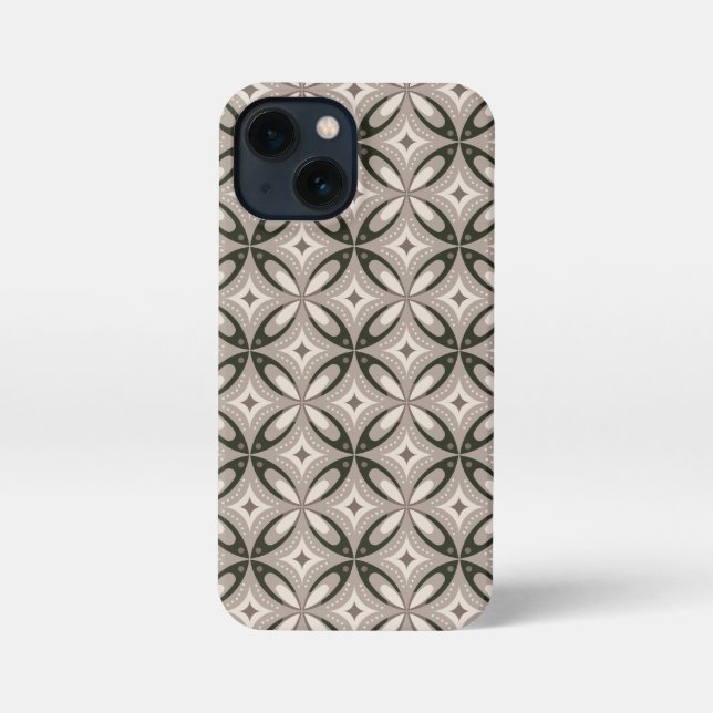 Beige and Brown Retro circular shapes iPhone Case (Back)
