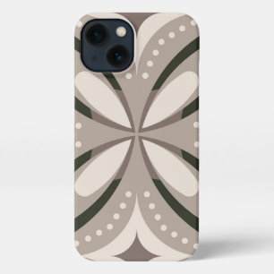 Beige and Brown Retro circular shapes iPhone 13 Case
