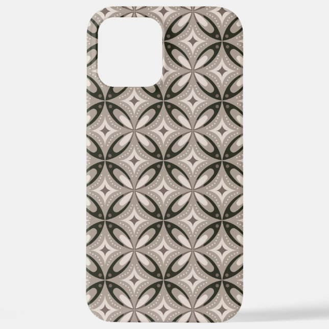 Beige and Brown Retro circular shapes iPhone Case (Back)
