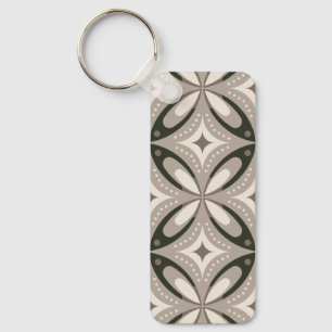 Beige and Brown Retro circular shapes Keychain