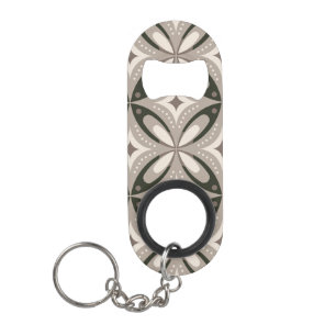 Beige and Brown Retro circular shapes Keychain Bottle Opener