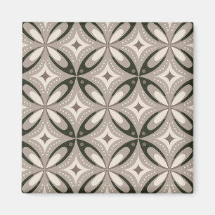 Beige and Brown Retro circular shapes Magnet