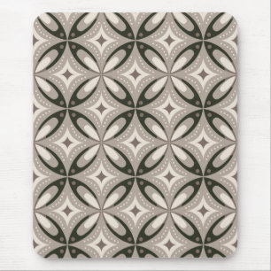 Beige and Brown Retro circular shapes Mouse Pad