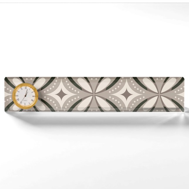 Beige and Brown Retro circular shapes Nameplate (Front)