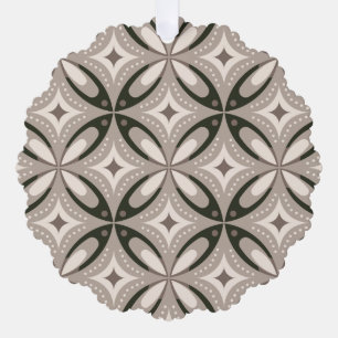 Beige and Brown Retro circular shapes Ornament Card