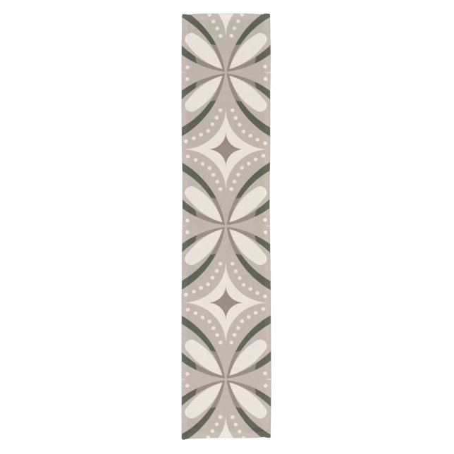 Beige and Brown Retro circular shapes Short Table Runner (Front)
