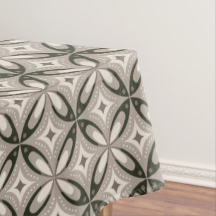 Beige and Brown Retro circular shapes Tablecloth