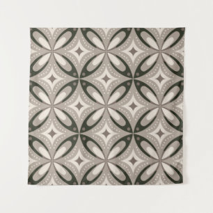 Beige and Brown Retro circular shapes Tapestry
