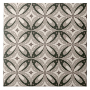 Beige and Brown Retro circular shapes Tile