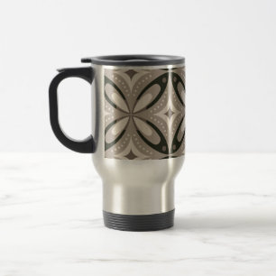 Beige and Brown Retro circular shapes Travel Mug