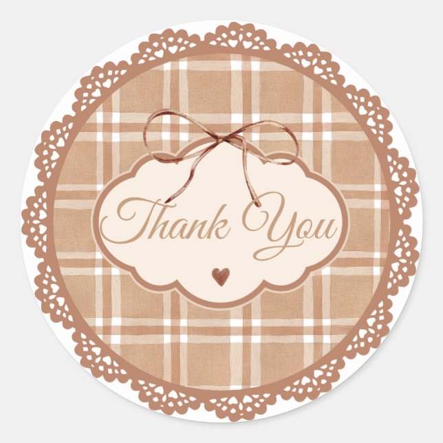 Beige and Brown Retro Thank You Circle Sticker (Devant)