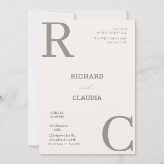 Beige and Brown Simple Minimalist Wedding Invitation