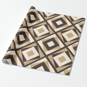 Beige and brown square diamonds wrapping paper