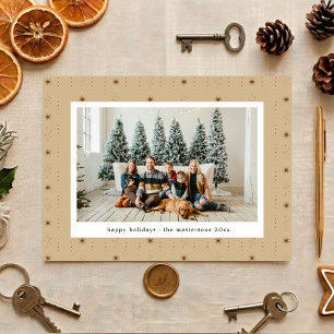 Beige And Brown Stars Wallpaper Photo Holiday Card