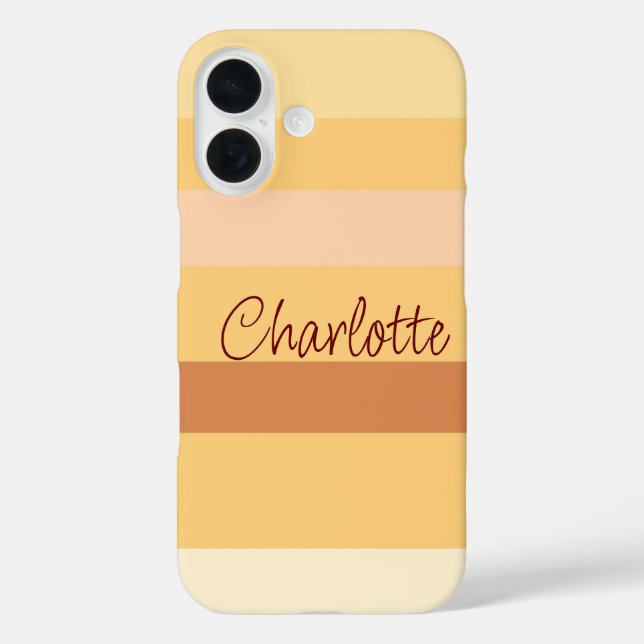 Beige and brown stripes personalized name Case-Mate iPhone case (Back)