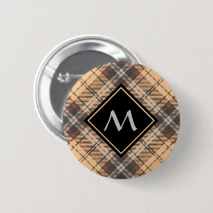 Beige and Brown Tartan 2 Inch Round Button