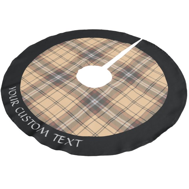 Beige and Brown Tartan Beige and brown tartan desi Brushed Polyester Tree Skirt (Angled)