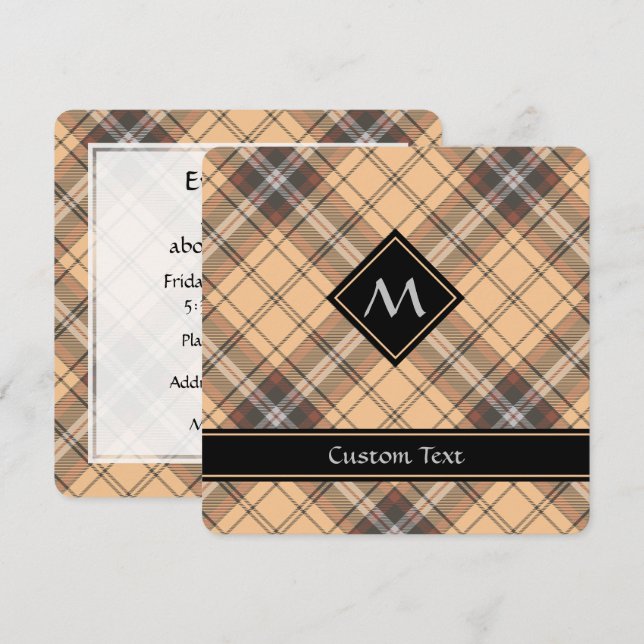 Beige and Brown Tartan Invitation (Front/Back)