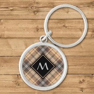 Beige and Brown Tartan Keychain