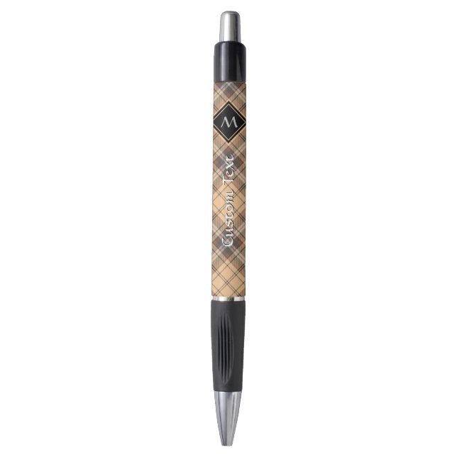 Beige and Brown Tartan Pen (Front Vertical)