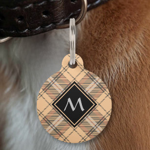 Beige and Brown Tartan Pet Tag