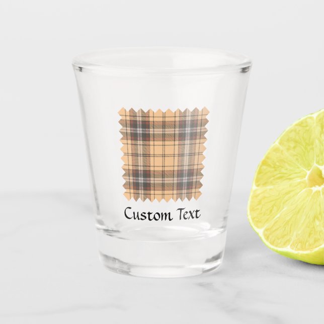 Beige and Brown Tartan Shot Glass (Front)