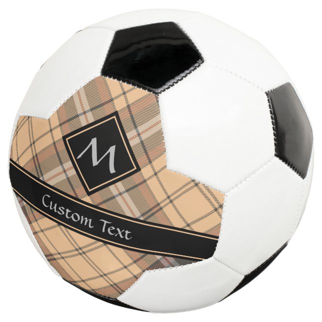 Beige and Brown Tartan Soccer Ball (Three Quarter)