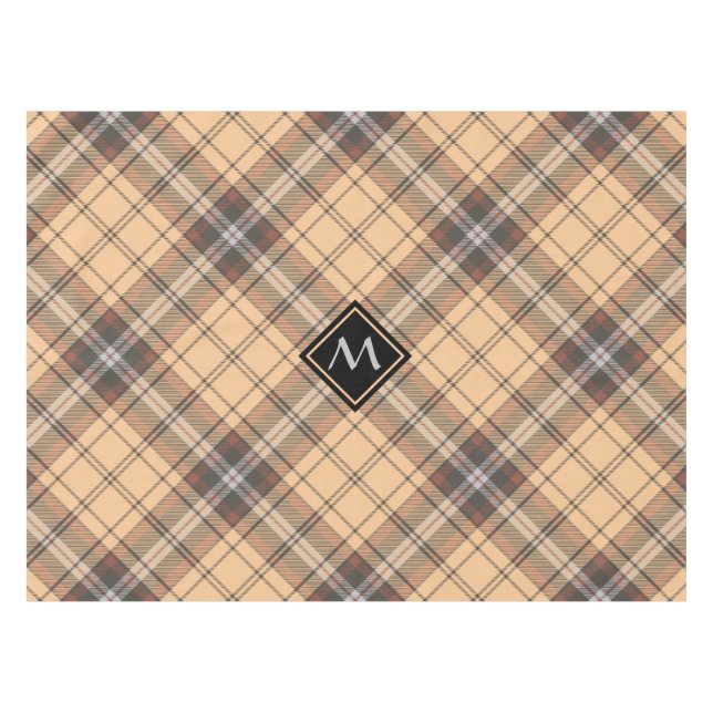 Beige and Brown Tartan Tablecloth (Front (Horizontal))