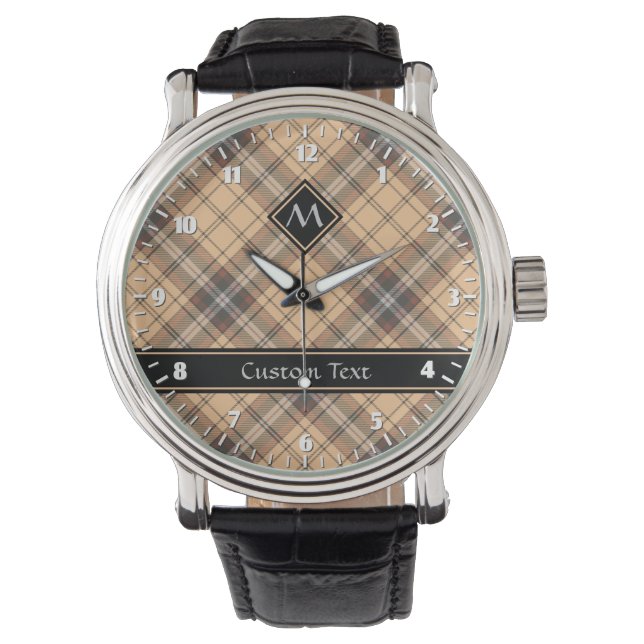 Beige and Brown Tartan Watch (Front)