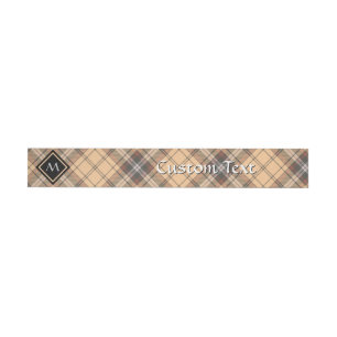 Beige and Brown Tartan Wraparound Address Label