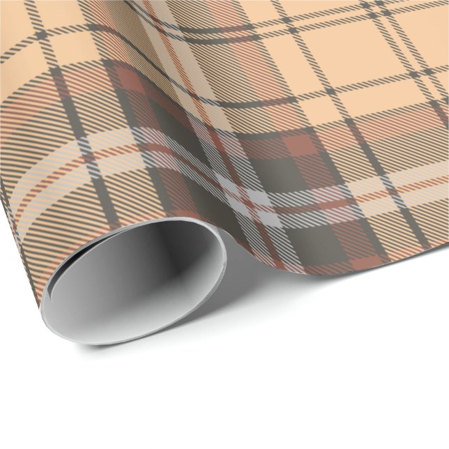 Beige and Brown Tartan Wrapping Paper (Roll Corner)