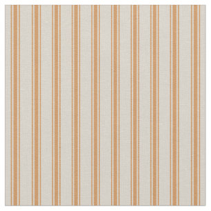Beige and Burnt Orange Classic Ticking Stripes Fabric