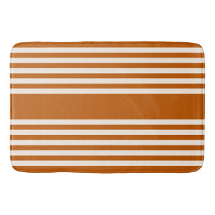 Beige and burnt orange five stripe pattern bath mat